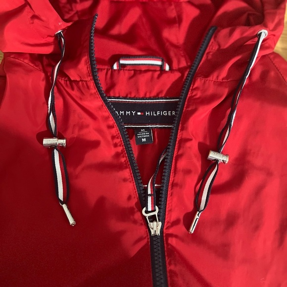 Tommy Hilfiger Jacket Womens M Long Sleeve Full Zip Hooded Windbreaker Red - Picture 11 of 12